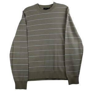 Theory Mens XL Striped Crew Neck Sweater Long Sleeve Riland Beige Stone